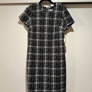 Classic Black and White Tweed Dress